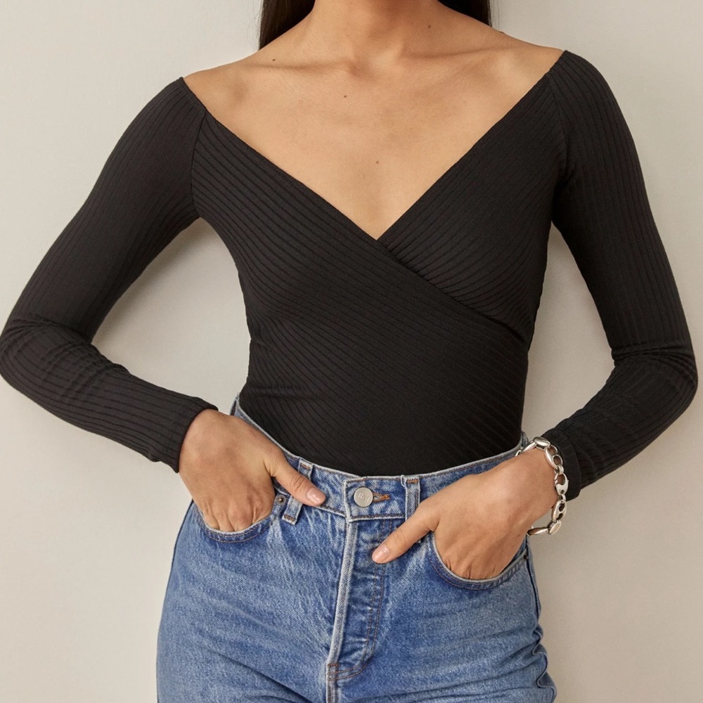 Reformation Wrap Ribbed Crop Top